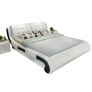 超优质花式皮革柔软最新设计卧室宿舍白色定制风格现代酒店家具卧室床