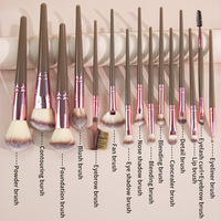 Ensemble professionnel de 15 pinceaux de maquillage personnalisés, pinceau pour poudre, contouring, blush, fard à paupières, sourcils et lèvres, outils de maquillage