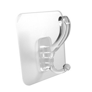 Porte-manteau <span class=keywords><strong>mural</strong></span> en PVC transparent et acier inoxydable, auto-adhésif, crochet pour <span class=keywords><strong>sac</strong></span>, chapeau, salle de bain, salon - Product Image 1