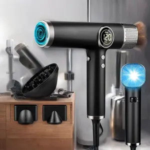 Multifunctional LED Display Salon Rotating Diffuser Ionic Air Styler Hair Dryer with Brushless Motor