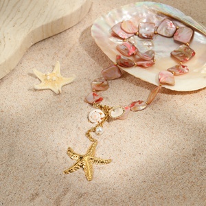 Nimai màu hồng vỏ tự nhiên chuỗi sò điệp sao biển quyến rũ đại dương bãi biển phong cách mặt dây chuyền vòng cổ phụ nữ thép không gỉ trang sức - Product Image 4