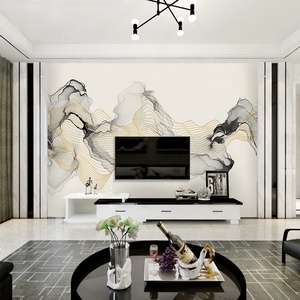 Carta da parati di <span class=keywords><strong>dimensioni</strong></span> personalizzate di alta qualità linea astratta arte murales soggiorno design - Product Image 4