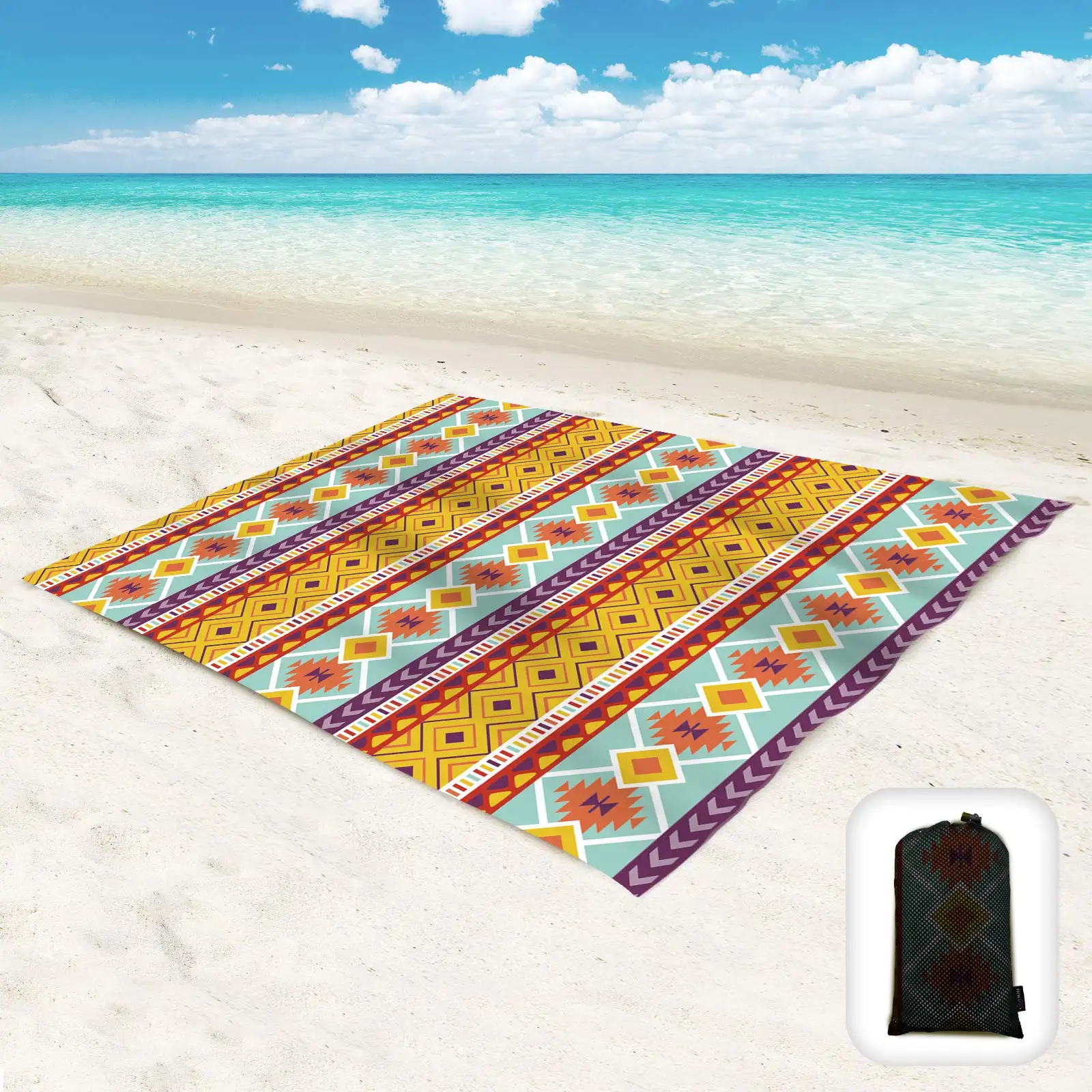 Promocional personalizado foto digital duplo lado impresso microfibra praia cobertor com logotipo areia livre toalha