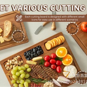 Juego de tablas de cortar de bambú, 3 piezas rectangulares con ranura para salsa, para uso en la cocina - Product Image 3