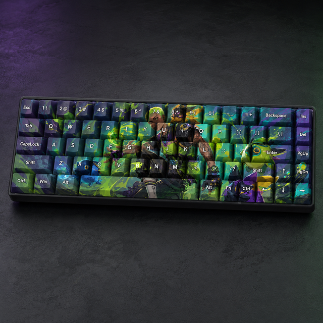 Custom VALORANTGekko 68 Key Side Printed PBT Dye Sublimation Keycaps Set Cherry Profile Gaming Keycaps for MXMechanical Keyboard