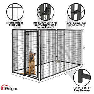 Tugas berat Modular Wire kawat las logam Mesh ramah lingkungan hitam dasar luar ruangan kandang anjing untuk anjing - Product Image 5