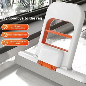 Mini Foldable Desktop <b>Mop</b> Portable Self-Squeeze Short <b>Mop</b> Push-Pull to Squeeze and Rinse Wet/Dry <b>Cleaning</b> for Kitchen Bathroom - Product Image 1