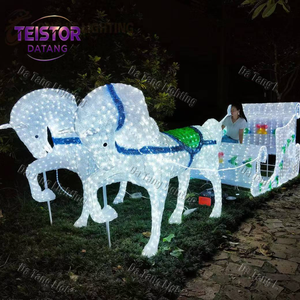 โมทีฟรถม้า LED 3 มิติ พร้อมดีไซน์รถเลื่อนซานต้า สำหรับตกแต่งคริสต์มาสกลางแจ้ง - Product Image 3