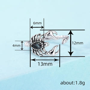 Anillo de cóctel Scorpion T0523, plata 925, cristal talla pera, engaste de bisel con diamantes de imitación, joyería fina unisex - Product Image 4