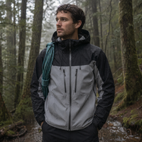 Veste softshell imperméable respirante coupe-vent à capuche avec fermeture éclair, surface PU, séchage rapide, pour la randonnée en extérieur
