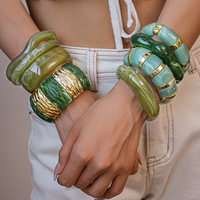 Bracelet YL en acrylique vert olive brillant, style européen et américain, personnalisé, mode, luxe léger, haut de gamme