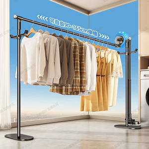 ราวตากผ้าแบบยืดหดได้ติดตั้งบนพื้นพร้อมถ้วยดูดสุญญากาศสำหรับระเบียง ดีไซน์มินิมอลสำหรับใช้ภายในและภายนอกอาคาร - Product Image 3