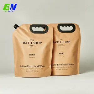 Pochette à bec en papier Kraft écologique, sac de recharge pour shampoing, pochettes d'emballage liquide