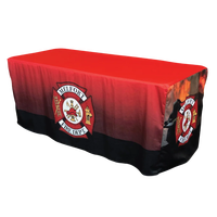 Housse de table ajustée personnalisée en polyester extensible durable, imprimée en gros, pour tables de 4, 6 et 8 pieds