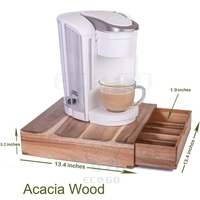 Tiroir à dosettes de café en bois d'acacia moderne - Couleur personnalisable, rangement et support pour dosettes de café à poser sur comptoir de cuisine