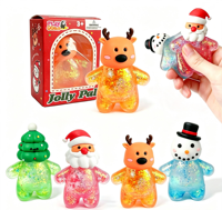 Jouet Squishy en TPR de 8 cm, mignon, de Noël, souple, en forme de Père Noël, Bonhomme de neige, Cerf, style dessin animé, extensible, anti-stress, idéal pour les fêtes