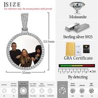 Pendentif Photo Nuoya de Haute Qualité Moissanite VVS en Argent Sterling 925, Pendentif Cadre Photo Rond Personnalisé