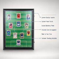 Kotak Display Kartu Sepak Bola 11 Kartu dengan Latar Belakang Lapangan, Kotak Hitam untuk Dinding, untuk Kartu Koleksi Olahraga