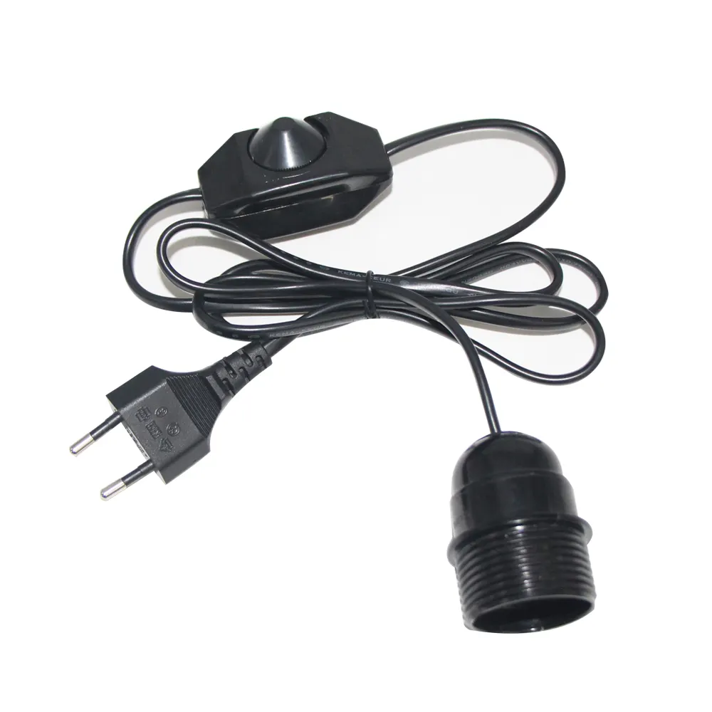 EU 2 pin stecker power inline schalter 303 lampe buchse E27 kabel White European standard salz lampe schnur montage