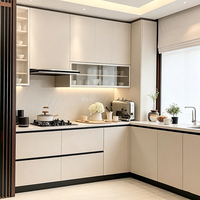 Muebles de Cocina de Madera Maciza Blanca Personalizados, Sistema de Muebles de Madera Sólida, Juego Completo para Villas y Proyectos Residenciales