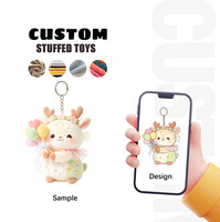 Porte-clés en peluche sur mesure, dragon en peluche doux avec des ailerons roses, design de style anime pour l'événement de la Saint-Valentin