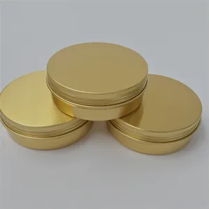 Empty Cream Jar 120ml Empty Round Gold Aluminum Cosmetic Cream Jars Tea Storage Box Container