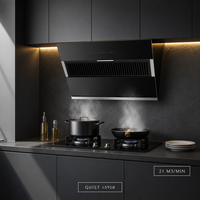 Hotte aspirante latérale en acier inoxydable de 900 mm avec éclairage LED, commande gestuelle, débit d'air de 21 m³/min, extraction silencieuse pour cuisine domestique