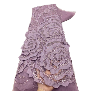 Ni. Ai phong cách mới Sequins ren cô dâu đính cườm vải sequin đính cườm ren dây thêu hoa ngọc trai ren vải - Product Image 1