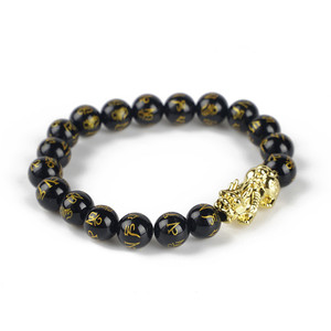 Bracelet en agate verte de 10 mm, sculpté avec un <span class=keywords><strong>PiXiu</strong></span>, six mots, Feng Shui, pour femmes et hommes - Product Image 4