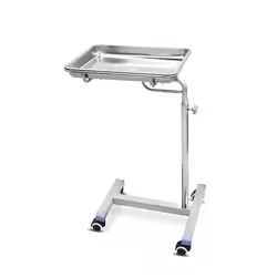 Table de support de plateau d'allaitement à roulettes en acier inoxydable à hauteur réglable et design moderne pour les cliniques hospitalières - Product Image 2
