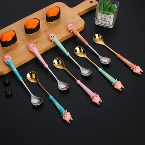 Rabbit Children's Fork Spoon Cutlery Stainless Steel Kids Cartoon Korean Style Children Baby Flatware Set