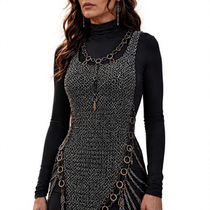 Gilet d'armure en maille avec pendentif en acier nickelé noir, costume de guerrier tendance, artisanat métallique - Product Image 3