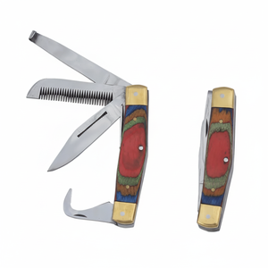 Tout-en-un 5-en-1 Kit d'instruments vétérinaires réutilisables Farrier Multipurpose Hoof Knife Hoof Pick Comb Carrying Case for Pet Care - Product Image 1