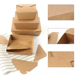 Fiambrera para llevar con logotipo personalizado, contenedor de comida rápida plegable desechable, caja de embalaje de papel Kraft marrón para ensalada de <span class=keywords><strong>sushi</strong></span> y pollo - Product Image 3