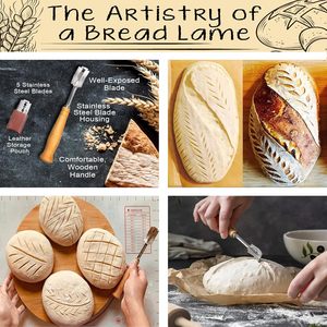 10 Inch Round Indonesia Rattan Sourdough Basket Bread Fermentation Proofing Basket <b>Set</b> with Bread Lame - Product Image 5