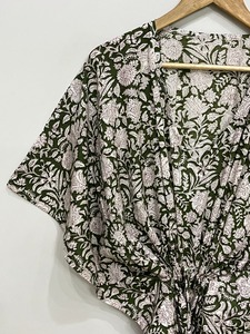 Caftán Corto de Seda Pura, Talla Única, Holgado y Cómodo para Cualquier Talla, Aproximadamente 47 Pulgadas, Proveedor de la India - Product Image 3