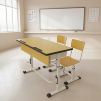 Meubles d'école au design moderne, ensembles de tables et chaises doubles pour étudiants, réglables, en bois, 2 places, bureau et chaises pour enfants