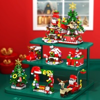 Nouvel Ensemble de Blocs de Construction de Noël DIY, Jouets Éducatifs en ABS pour Garçons à Assembler (Petit Sapin de Noël et Père Noël)