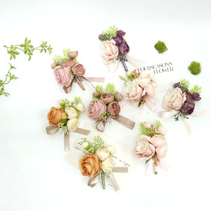 Poignet Fleur En Gros Mariée Demoiselle D'honneur Sœurs Vert Poignet Fleur Corsage Fournitures De Mariage Enfants Danse Main Fleur - Product Image 1