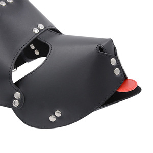 Accessoires de cosplay sexy pour femmes, couvre-chef tête de chien BDSM érotique fétichiste avec langue rouge, pour jeu de rôle, fête, <span class=keywords><strong>couple</strong></span>, chiot, couvre-tête complet - Product Image 3