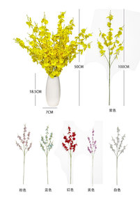 Orquídea de Corazón Amarillo, Flor de Seda, Flor Seca de Plástico, Cinco Ramas Grandes, Cabeza Amarilla, Ramo Decorativo, Ramo Artificial - Product Image 3