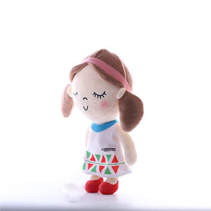 Poupée en tissu classique avec robe brodée blanche, jouet en peluche pour fille, rembourrage en coton PP pour une poupée câline et souvenir. - Product Image 5