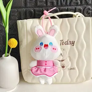 Creative Cartoon Rabbit Small Animal Plush Toy Zinc Alloy Keychain Pendant Cute Children's Backpack Lanyard with UV Printing