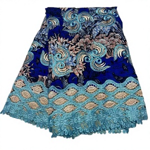Tissu africain de luxe en <span class=keywords><strong>pagne</strong></span> wax hollandais avec broderie 3D et appliques en dentelle, 3 yards, assorti à un <span class=keywords><strong>pagne</strong></span> wax princesse 100% coton - Product Image 3