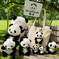 Peluche Panda Brodée Personnalisée 100% Polyester Noir Blanc Panda 18/24 Pouce Cadeau Soulagement du Stress Remplissage PP Coton
