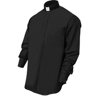Chemises de clergé pour hommes sur mesure OEM, à manches longues, col contrastant, boutons cachés, pour prêtres et ministres
