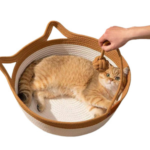 Wicker <b>Cat</b> Bed Round 48cm Memory Foam Pet Bed For <b>Cats</b> Four Seasons Use - Product Image 2