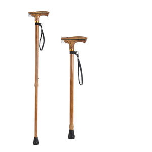 Bastón de Aluminio con Luz, Multifuncional, para Personas Mayores, con Acabado en Madera Amarilla y Roja - Product Image 2