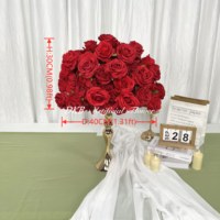 Décoration de mariage de luxe, centre de table floral, rose artificielle en soie, couleurs bleu foncé et blanc, centre de table en fleurs artificielles de 40 cm