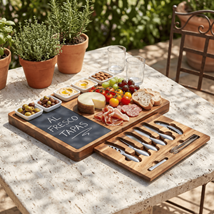 Grande planche <span class=keywords><strong>à</strong></span> charcuterie en bois Planche <span class=keywords><strong>à</strong></span> <span class=keywords><strong>fromage</strong></span> en bois d'acacia <span class=keywords><strong>Plateau</strong></span> de charcuterie <span class=keywords><strong>Plateau</strong></span> de service avec ensemble de couverts - Product Image 3